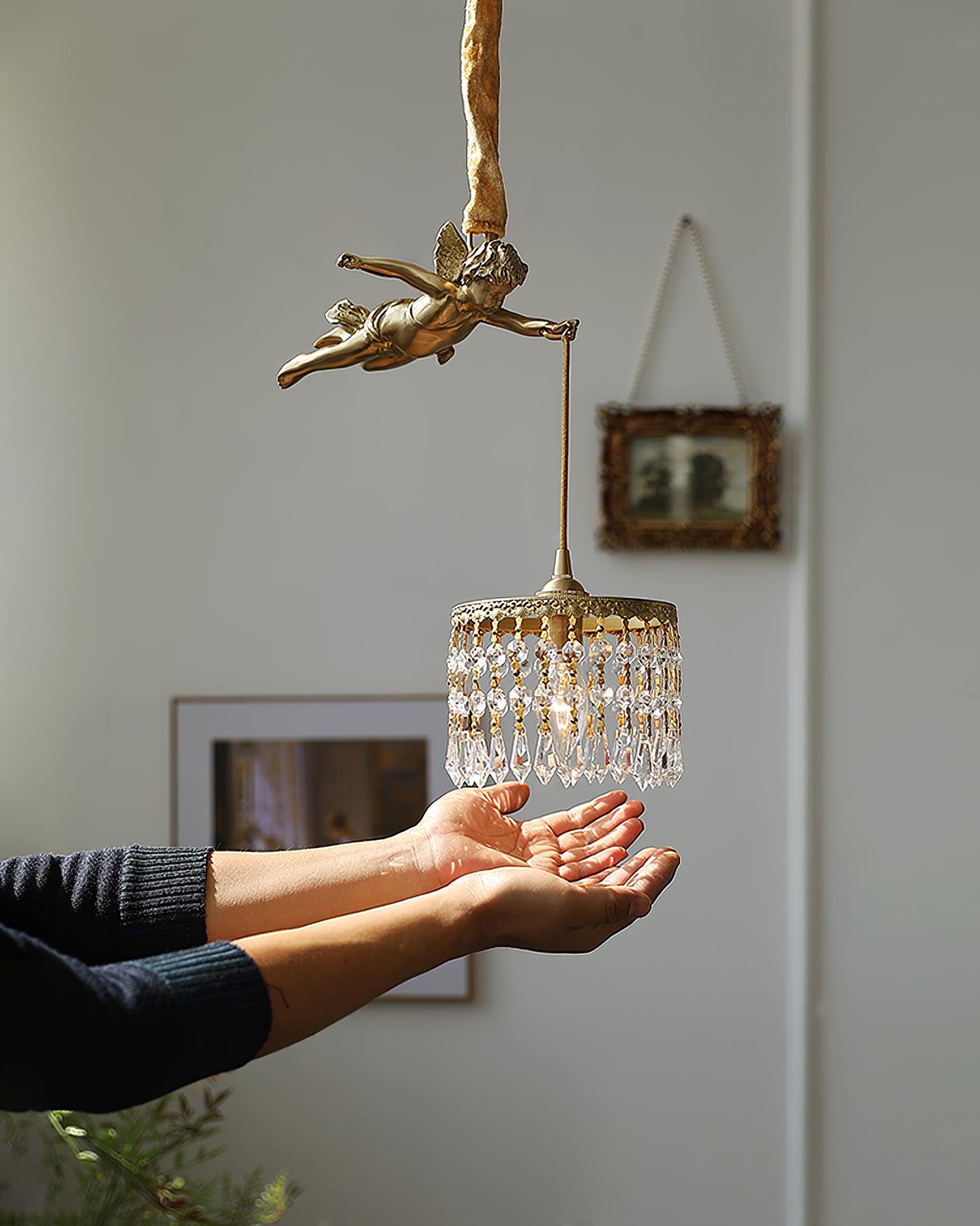 Calytra Brass & Crystal Artistic Pendant Light-Neutral Decor