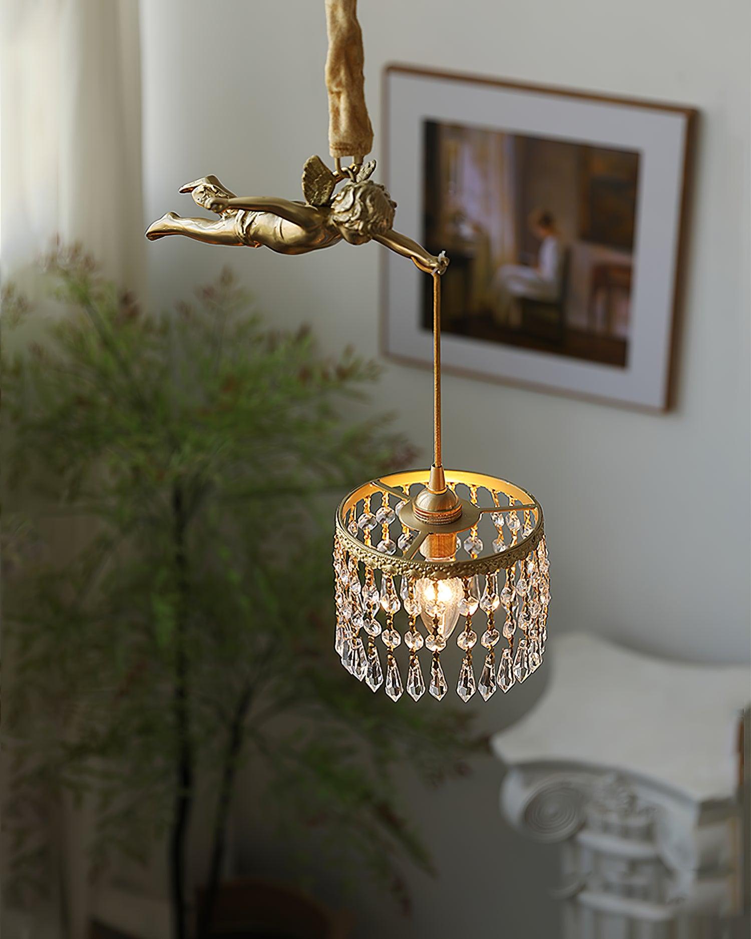 Calytra Brass & Crystal Artistic Pendant Light-Neutral Decor