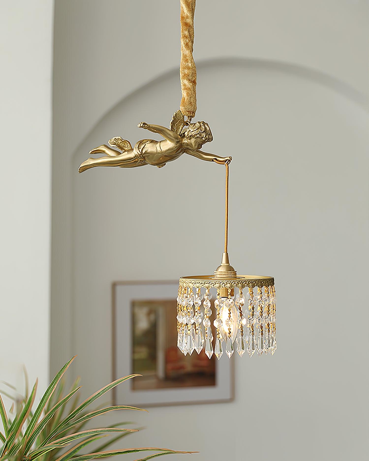 Calytra Brass & Crystal Artistic Pendant Light-Neutral Decor