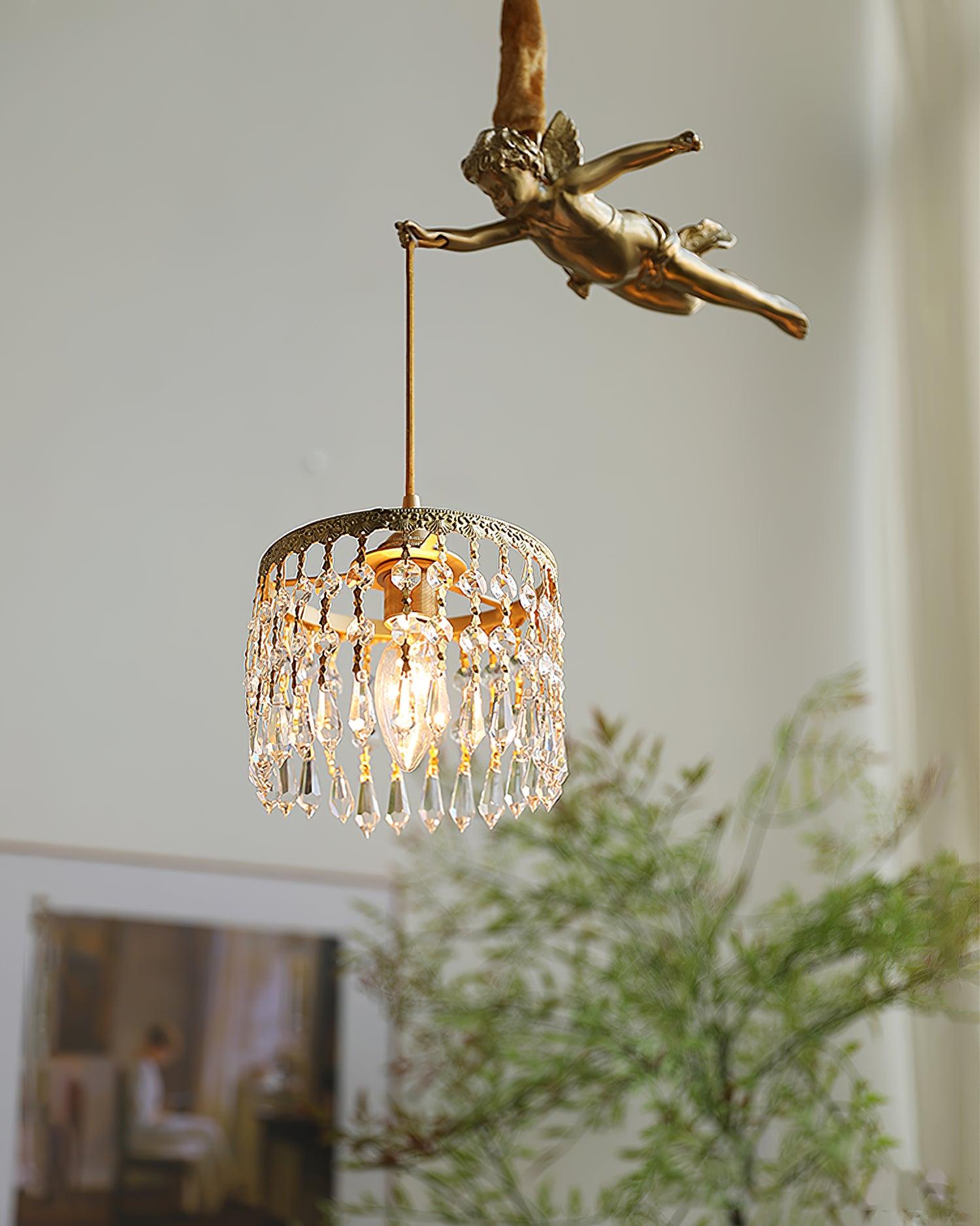 Calytra Brass & Crystal Artistic Pendant Light-Neutral Decor