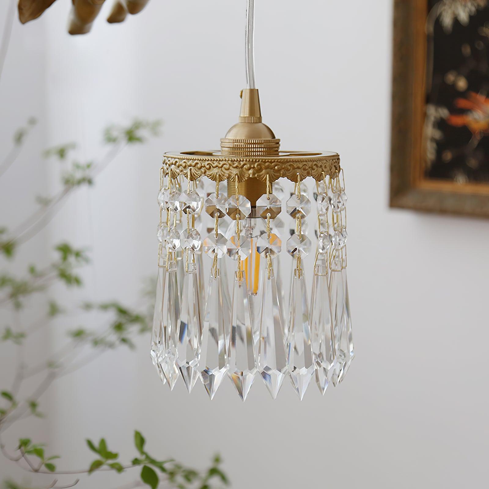 Calytra Brass & Crystal Artistic Pendant Light-Neutral Decor