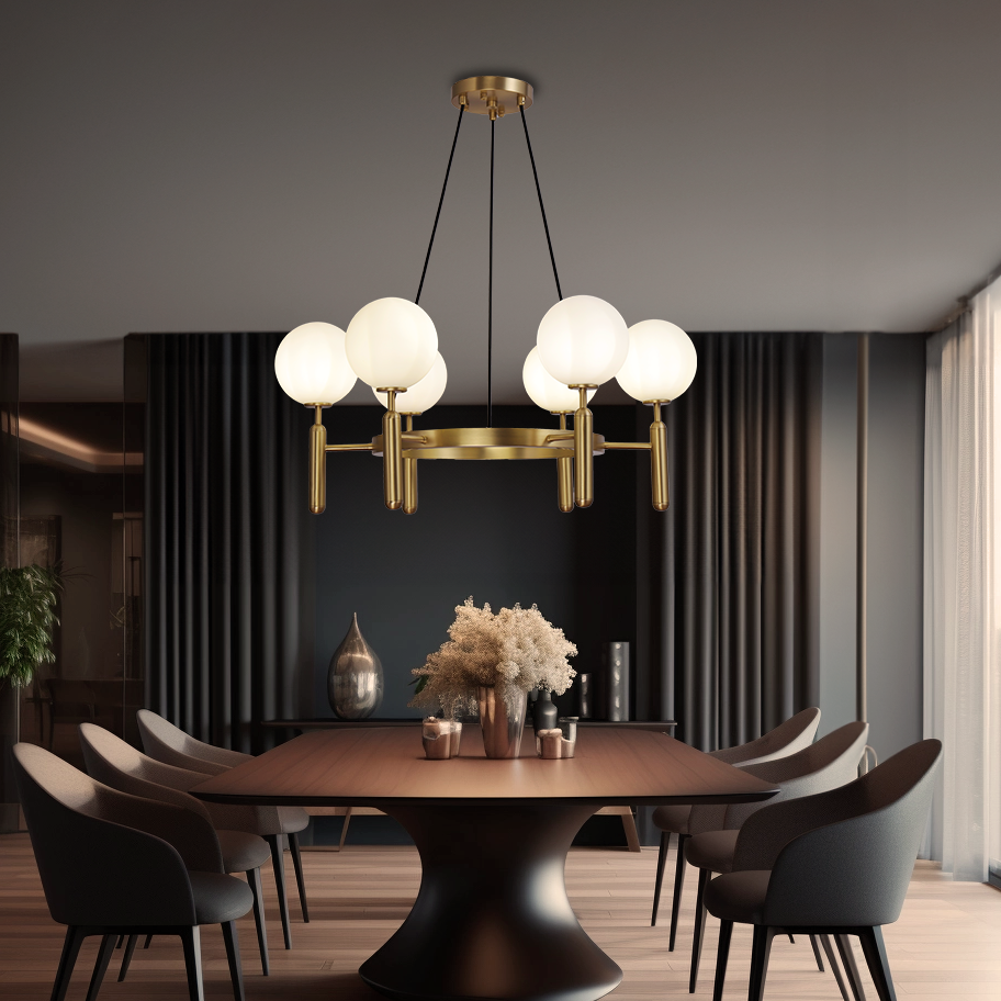Kristy Design Ball Glass/Metal Pendant Light Gold White - Neutral Decor
