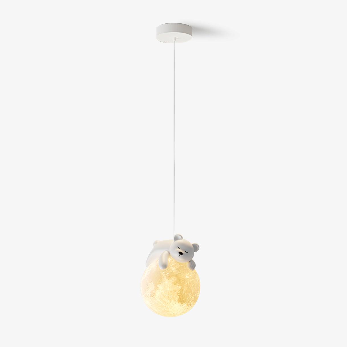 Lustra Pendant Lamp Bear Moon for Children's Room-Neutral Decor