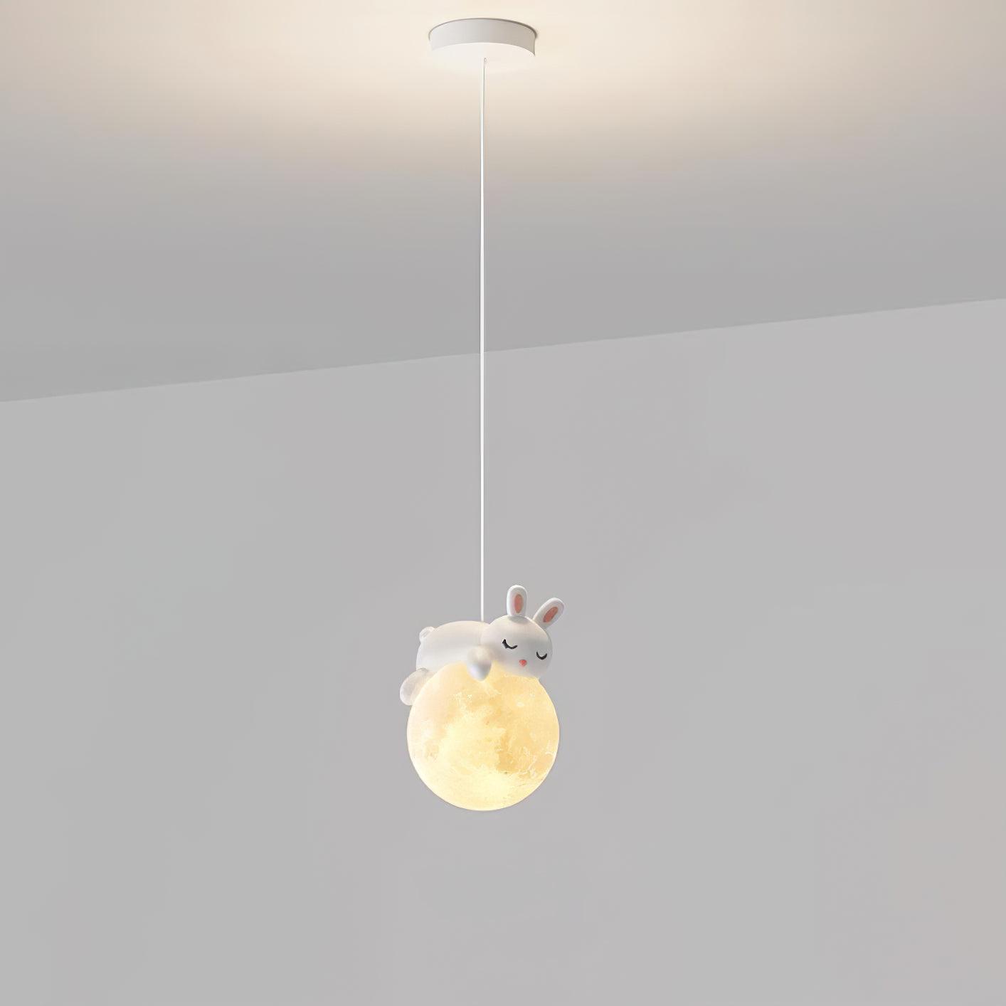 Lustra Pendant Lamp Bear Moon for Children's Room-Neutral Decor