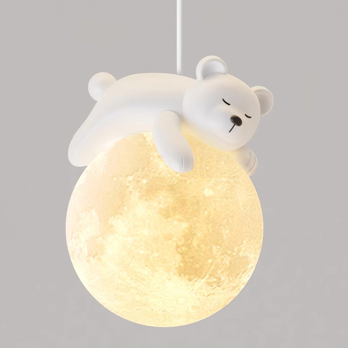 Lustra Pendant Lamp Bear Moon for Children's Room-Neutral Decor