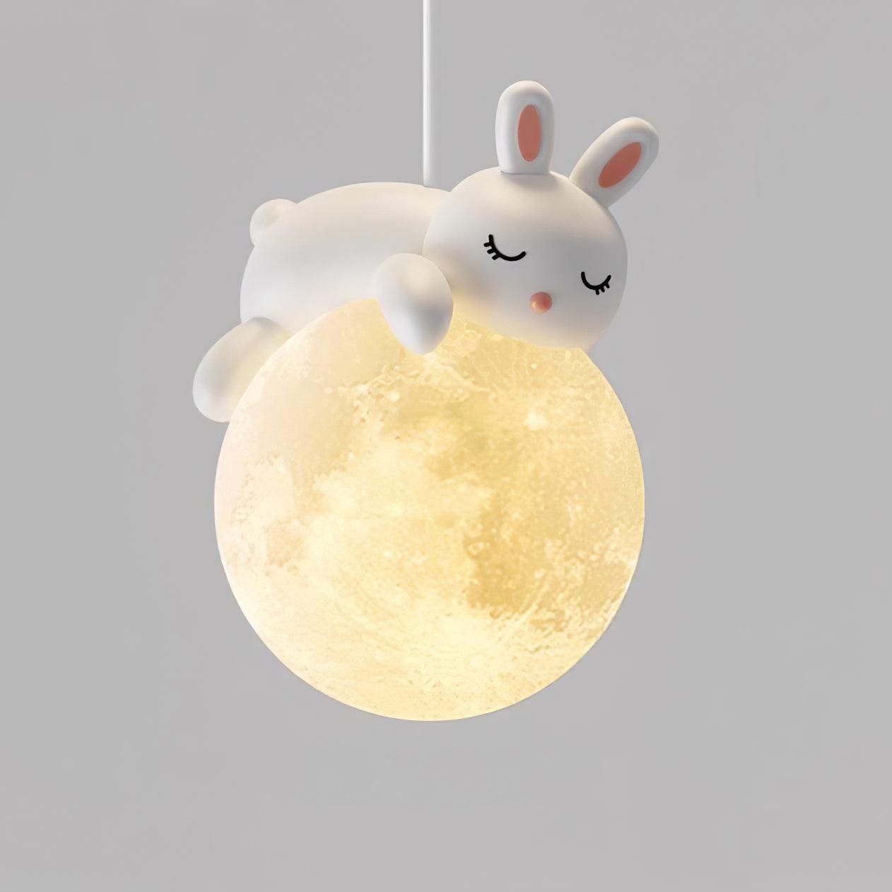 Lustra Pendant Lamp Bear Moon for Children's Room-Neutral Decor