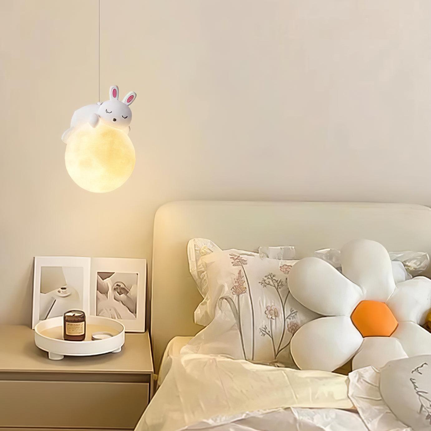 Lustra Pendant Lamp Bear Moon for Children's Room-Neutral Decor