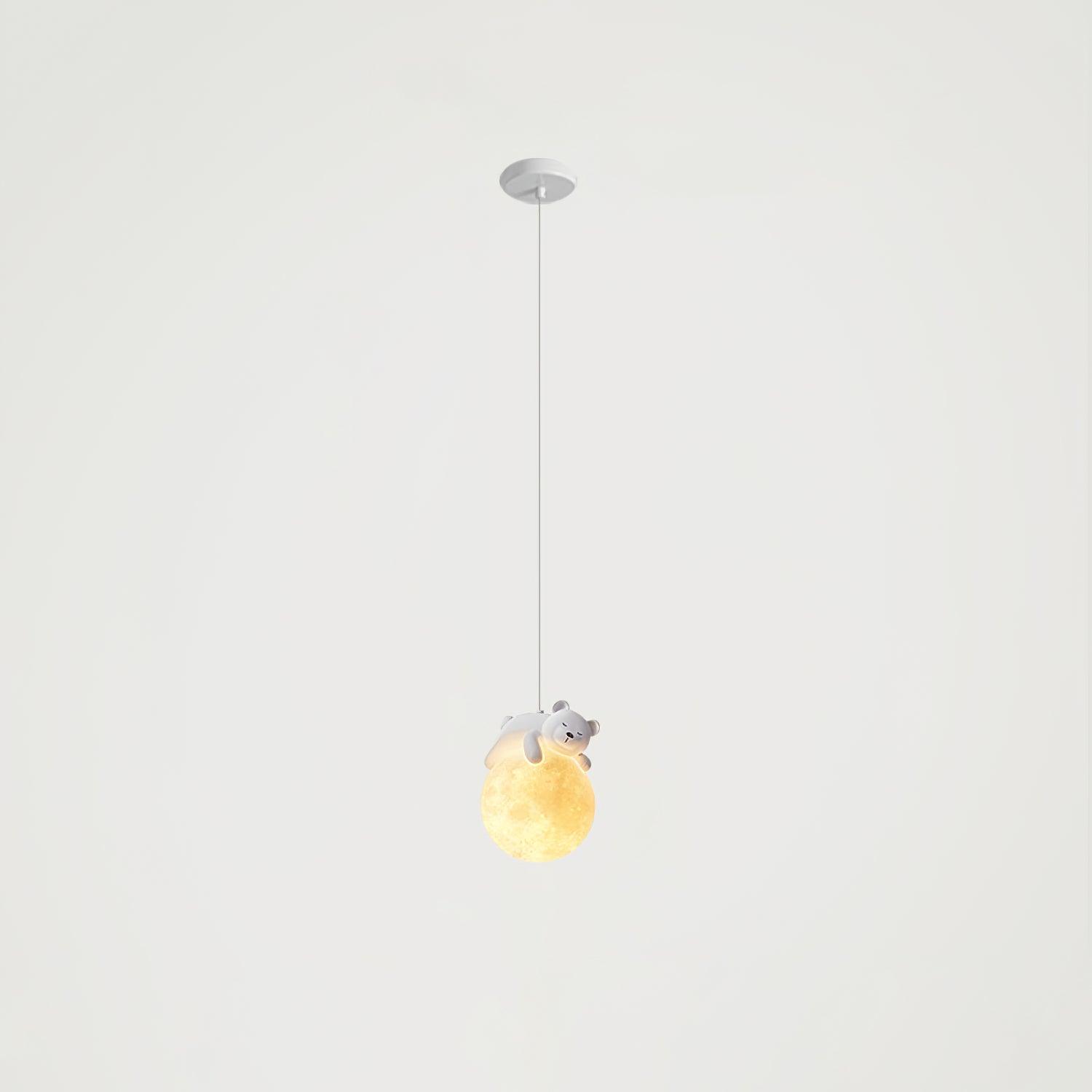 Lustra Pendant Lamp Bear Moon for Children's Room-Neutral Decor
