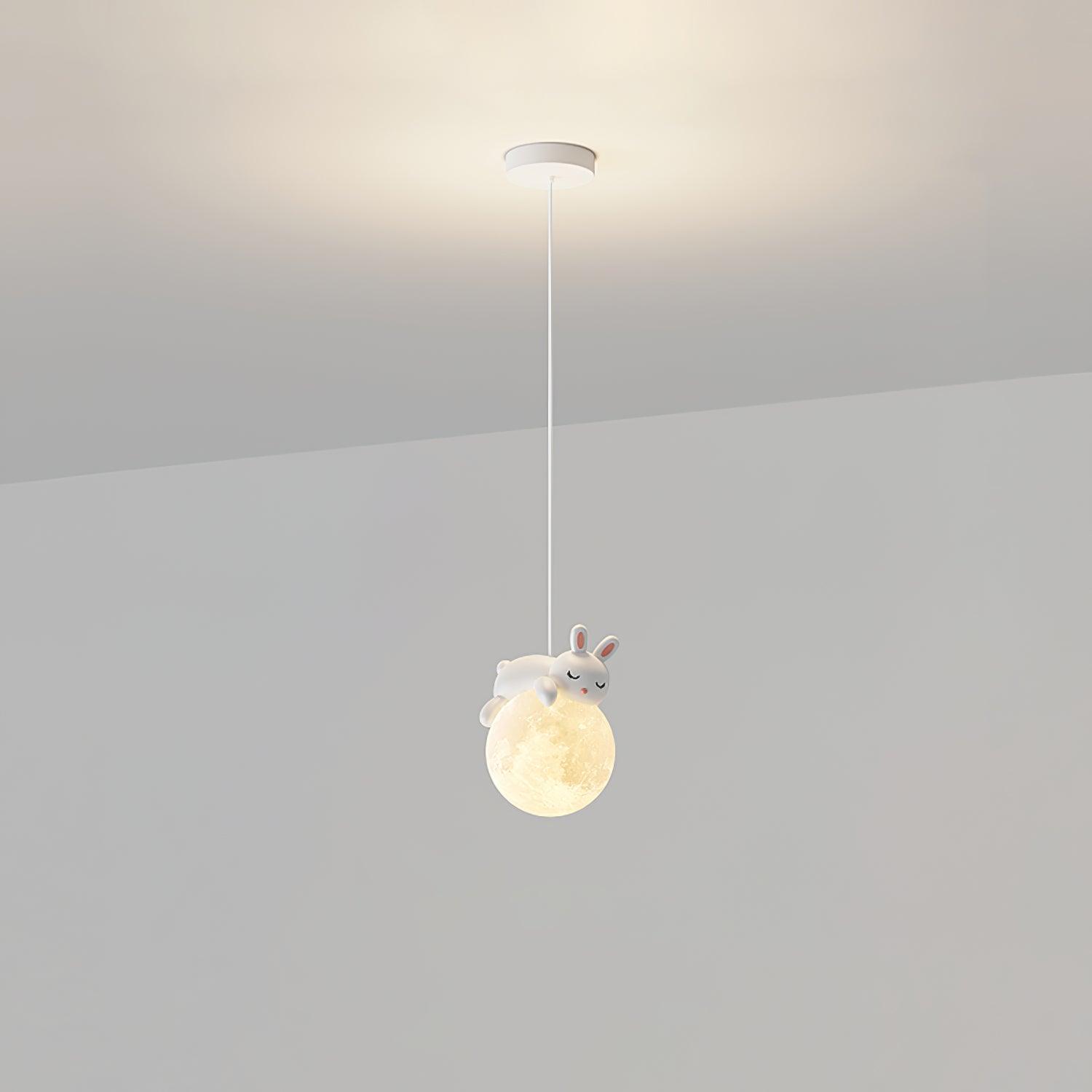 Lustra Pendant Lamp Bear Moon for Children's Room-Neutral Decor