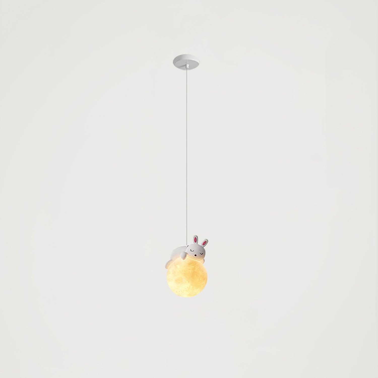 Lustra Pendant Lamp Bear Moon for Children's Room-Neutral Decor