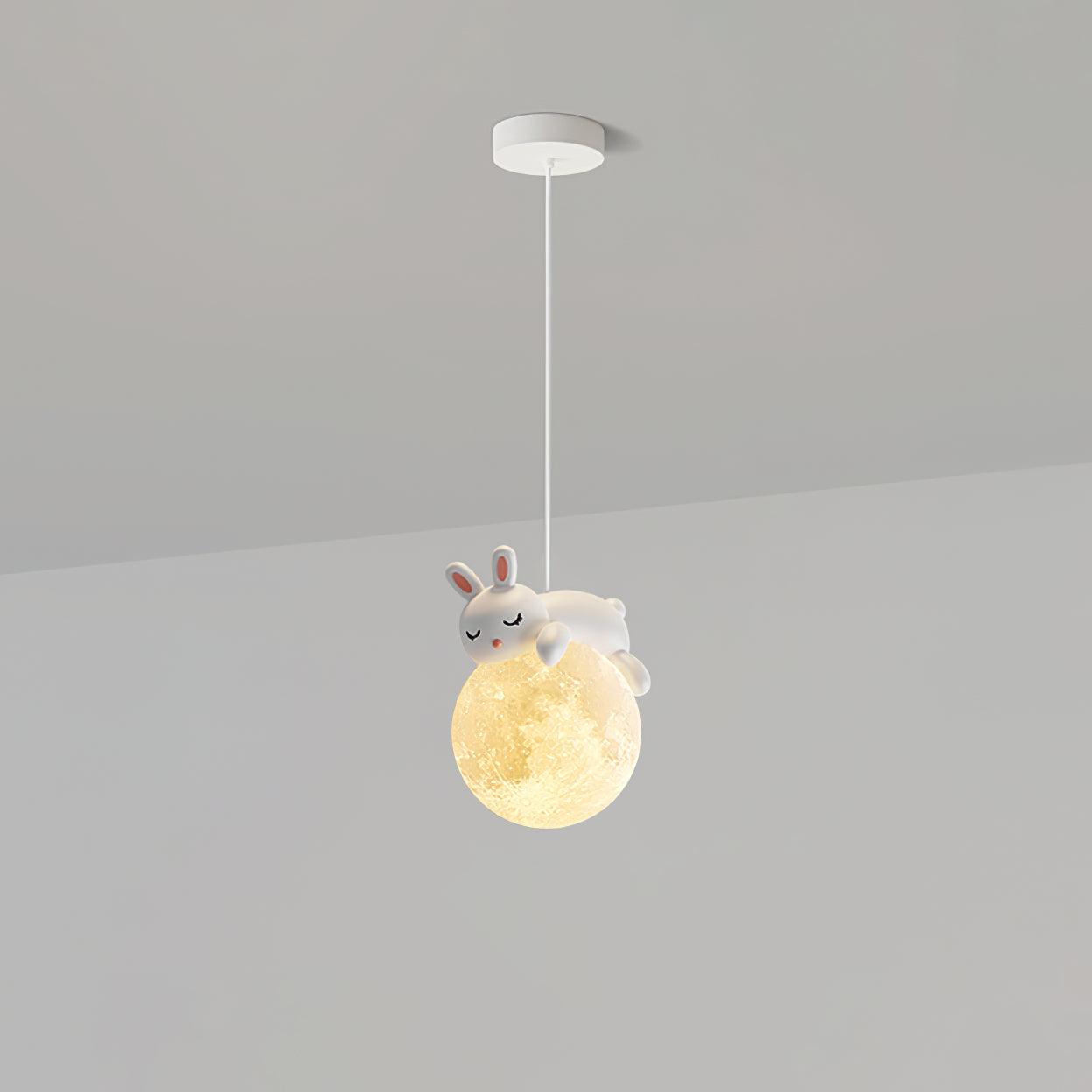 Lustra Pendant Lamp Bear Moon for Children's Room-Neutral Decor