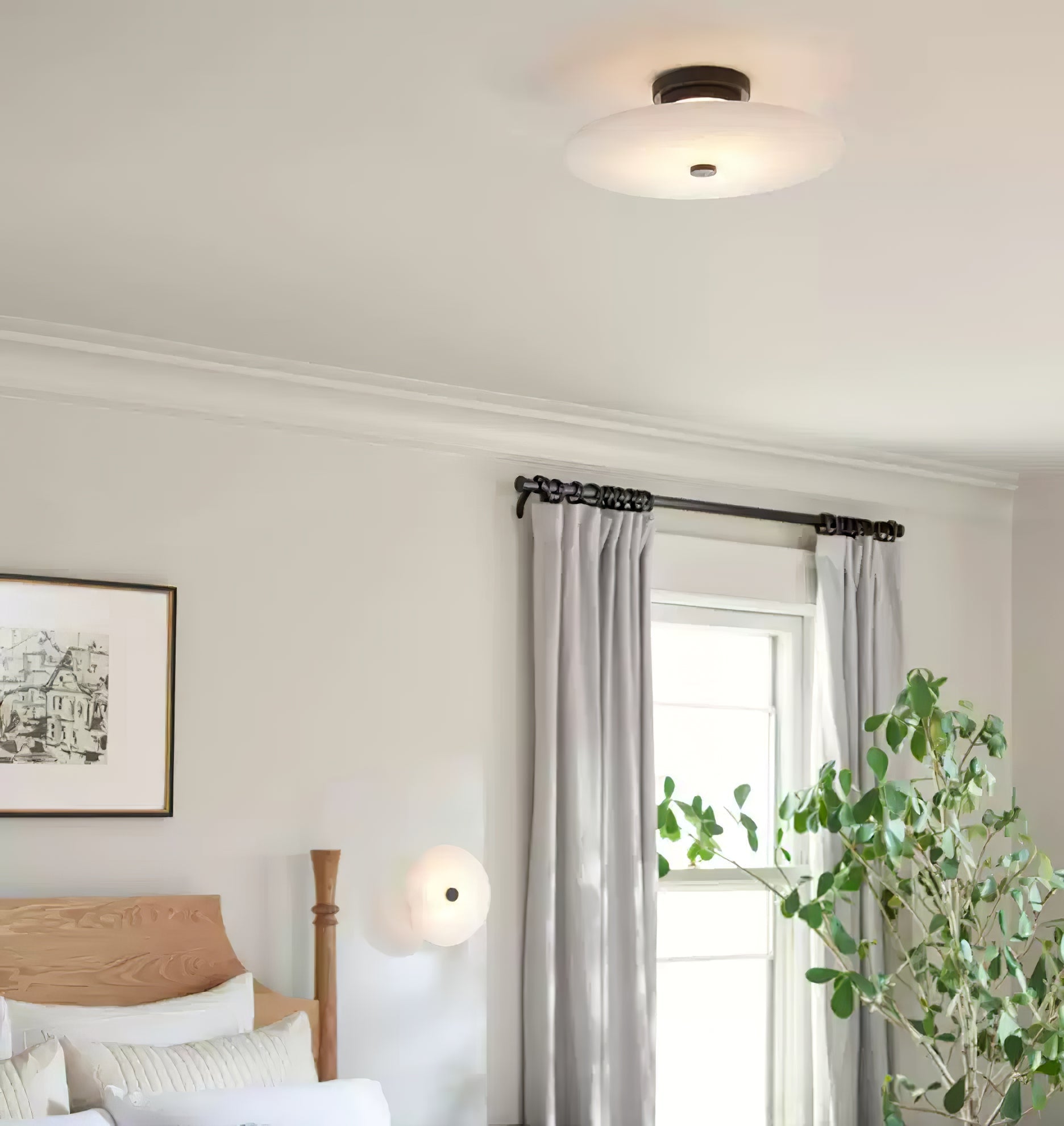 Ines Eterna Modern White Alabaster Wall Lamp-Neutral Decor