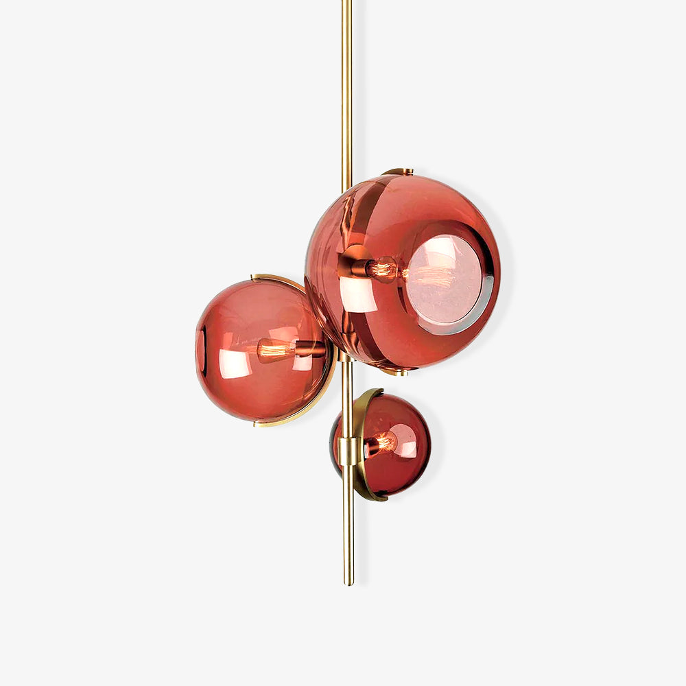 Lustra Chandelier Amber Glass Ball-Neutral Decor