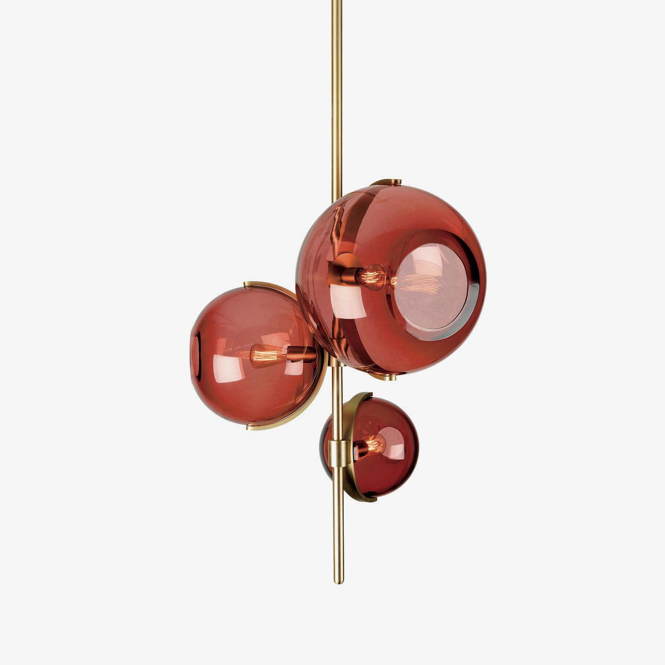 Lustra Chandelier Amber Glass Ball-Neutral Decor
