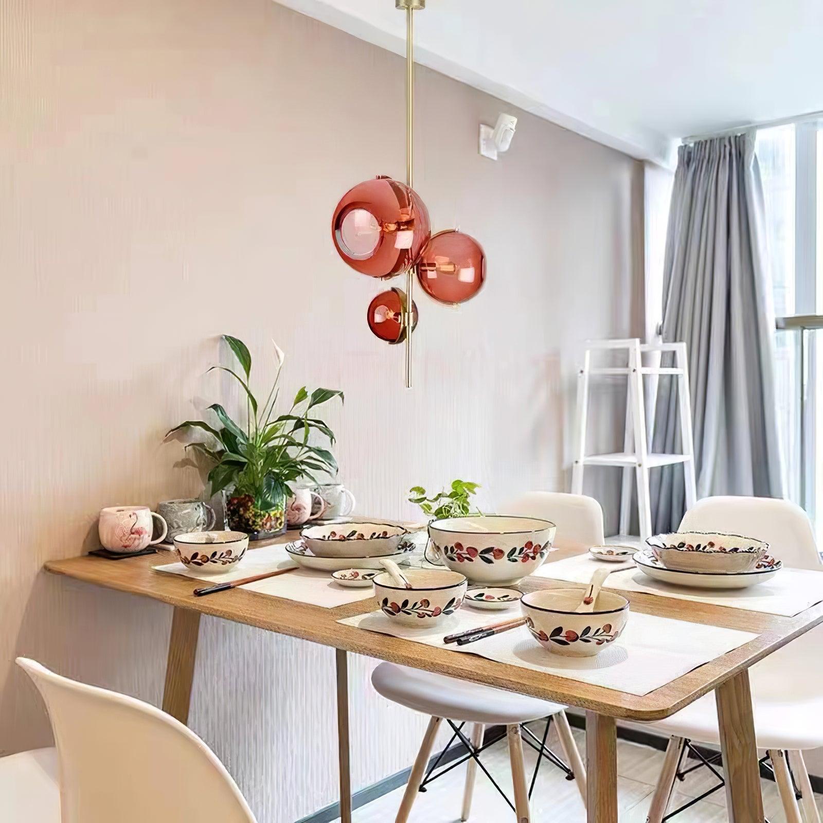 Lustra Chandelier Amber Glass Ball-Neutral Decor