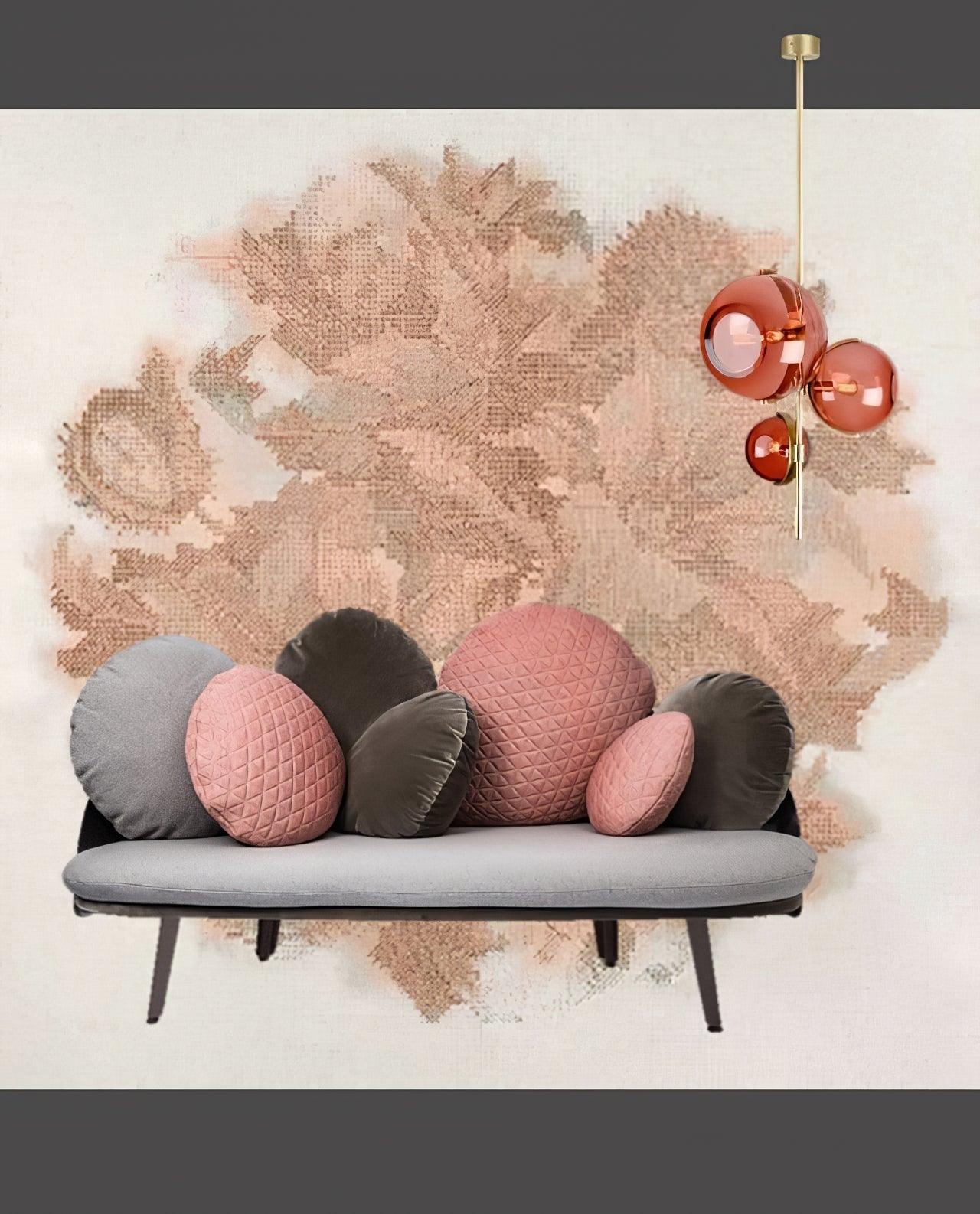 Lustra Chandelier Amber Glass Ball-Neutral Decor