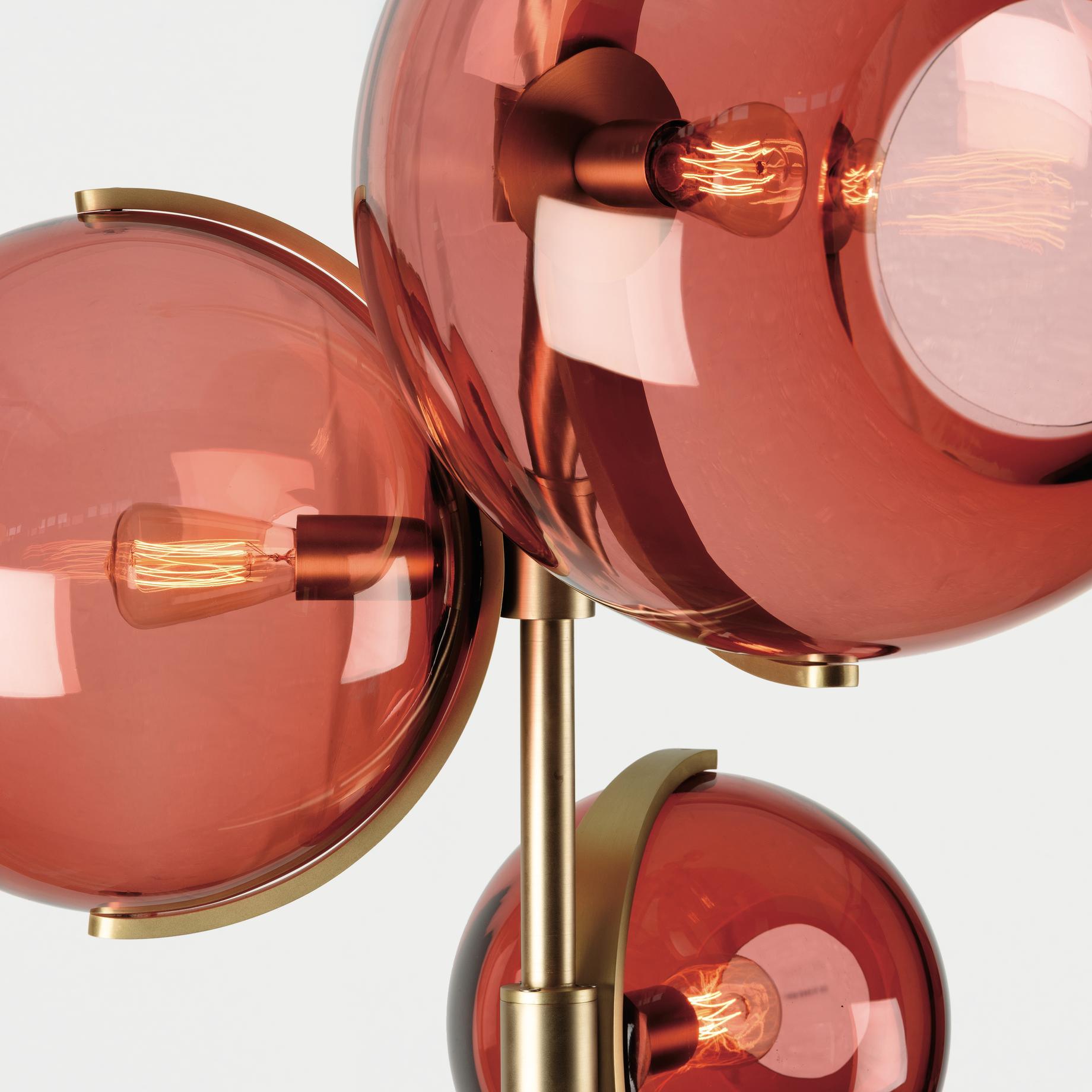 Lustra Chandelier Amber Glass Ball-Neutral Decor