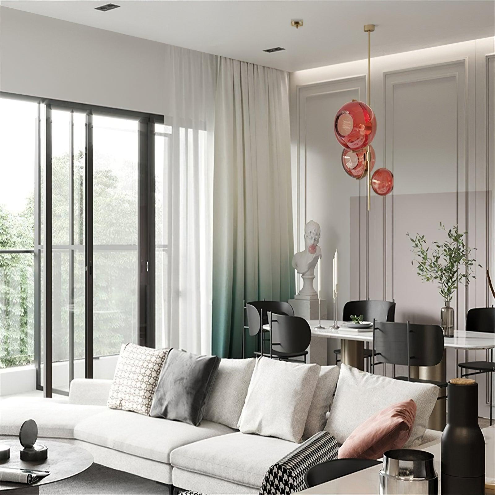 Lustra Chandelier Amber Glass Ball-Neutral Decor