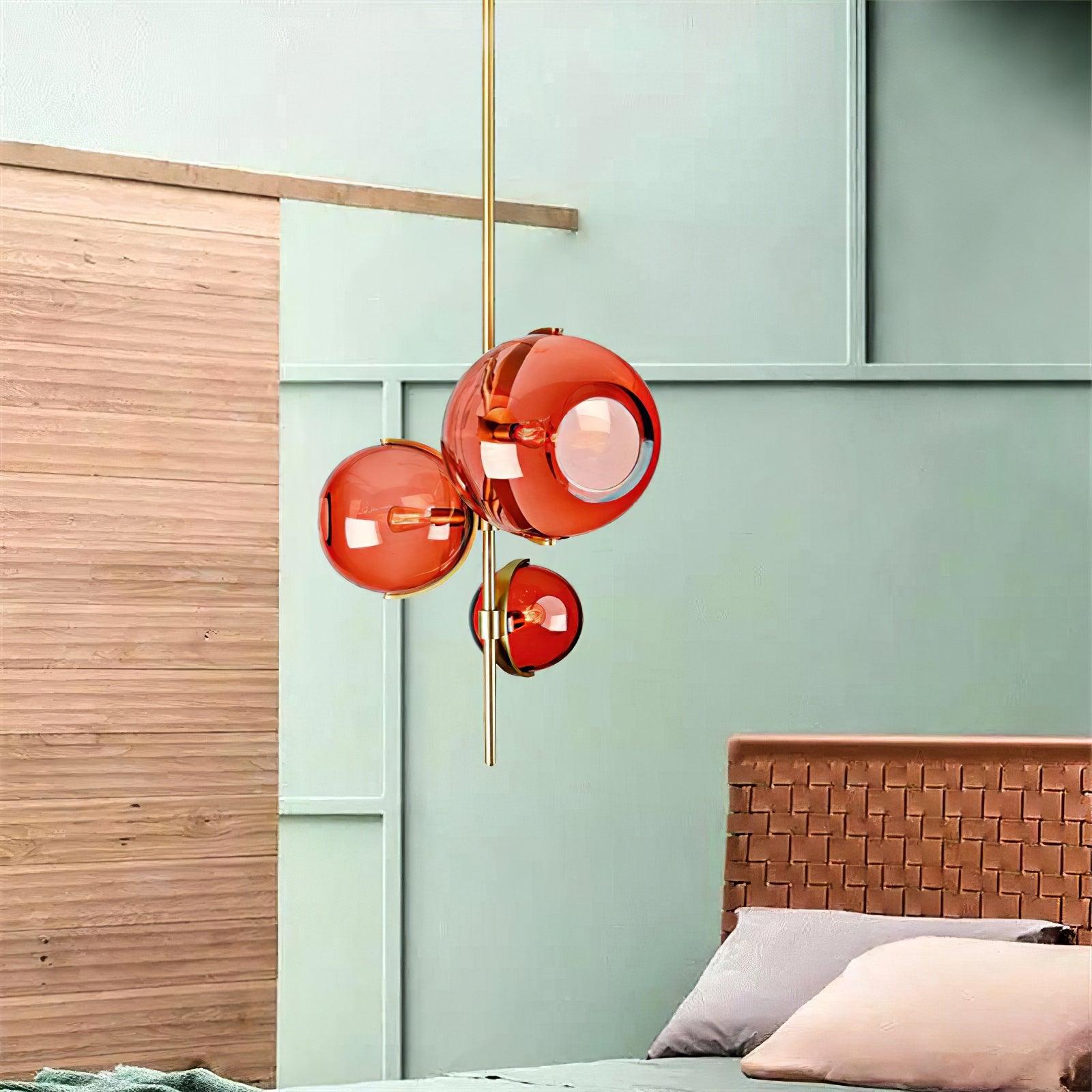 Lustra Chandelier Amber Glass Ball-Neutral Decor