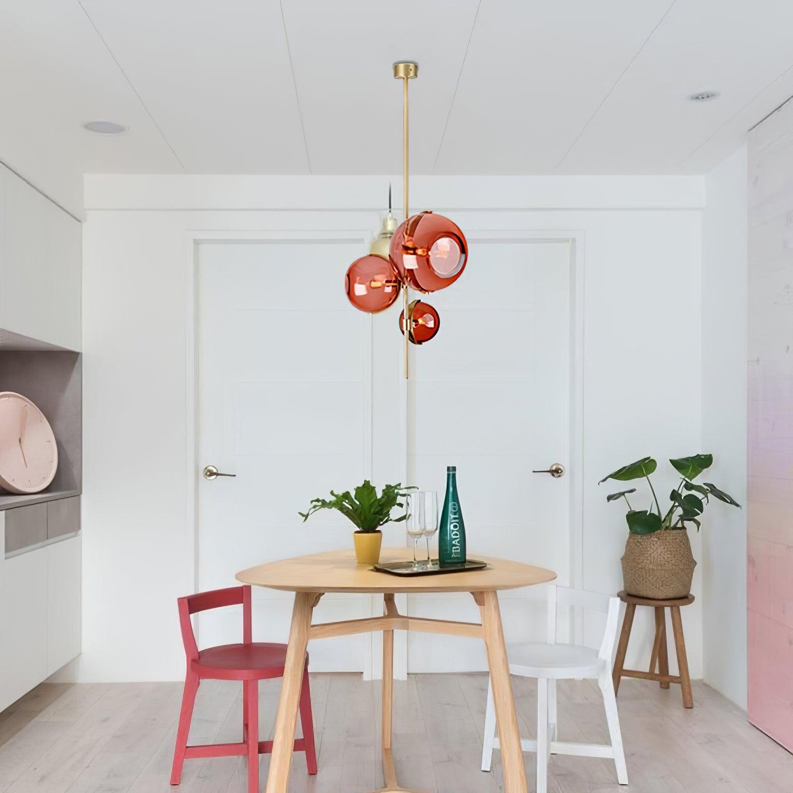Lustra Chandelier Amber Glass Ball-Neutral Decor