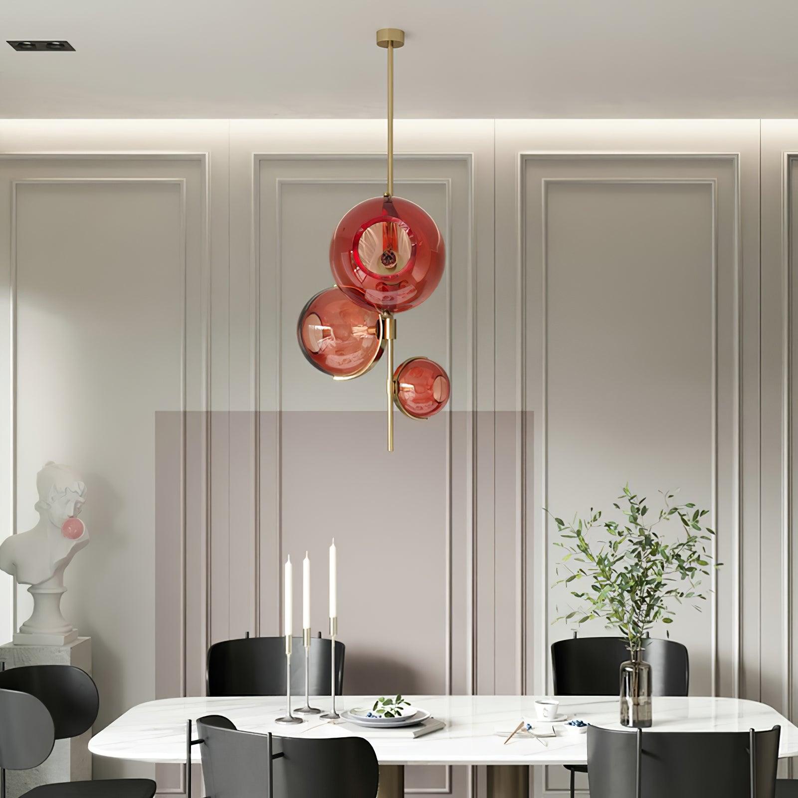 Lustra Chandelier Amber Glass Ball-Neutral Decor