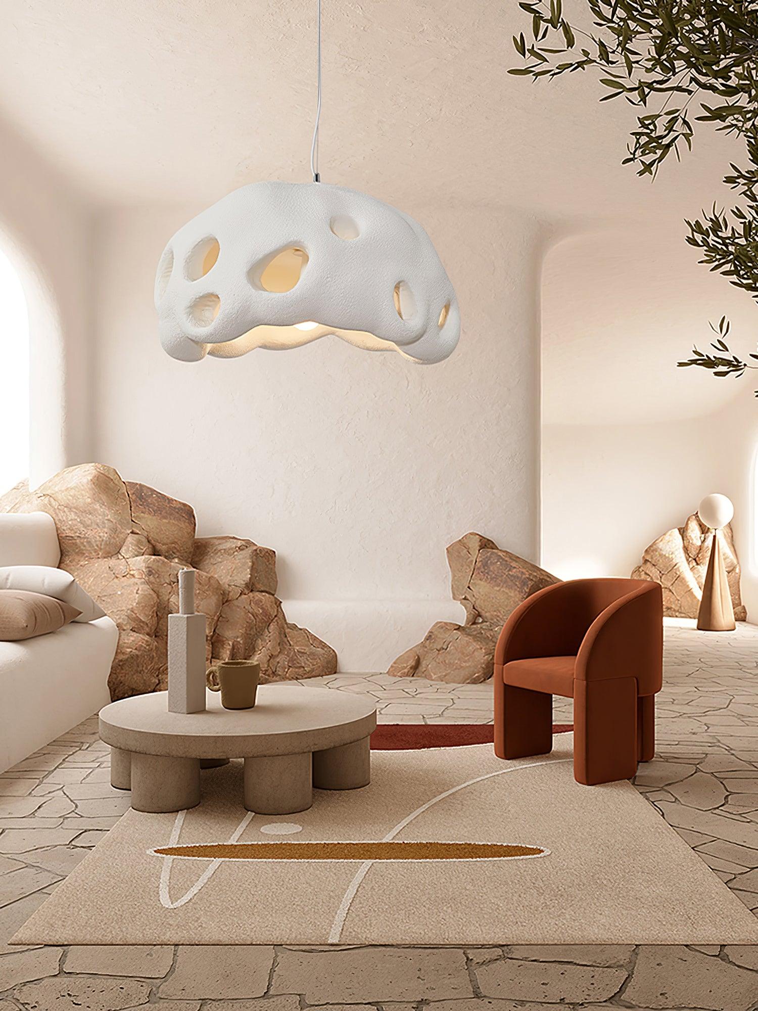 Lustra Pendant Light Resin White for Living Room-Neutral Decor