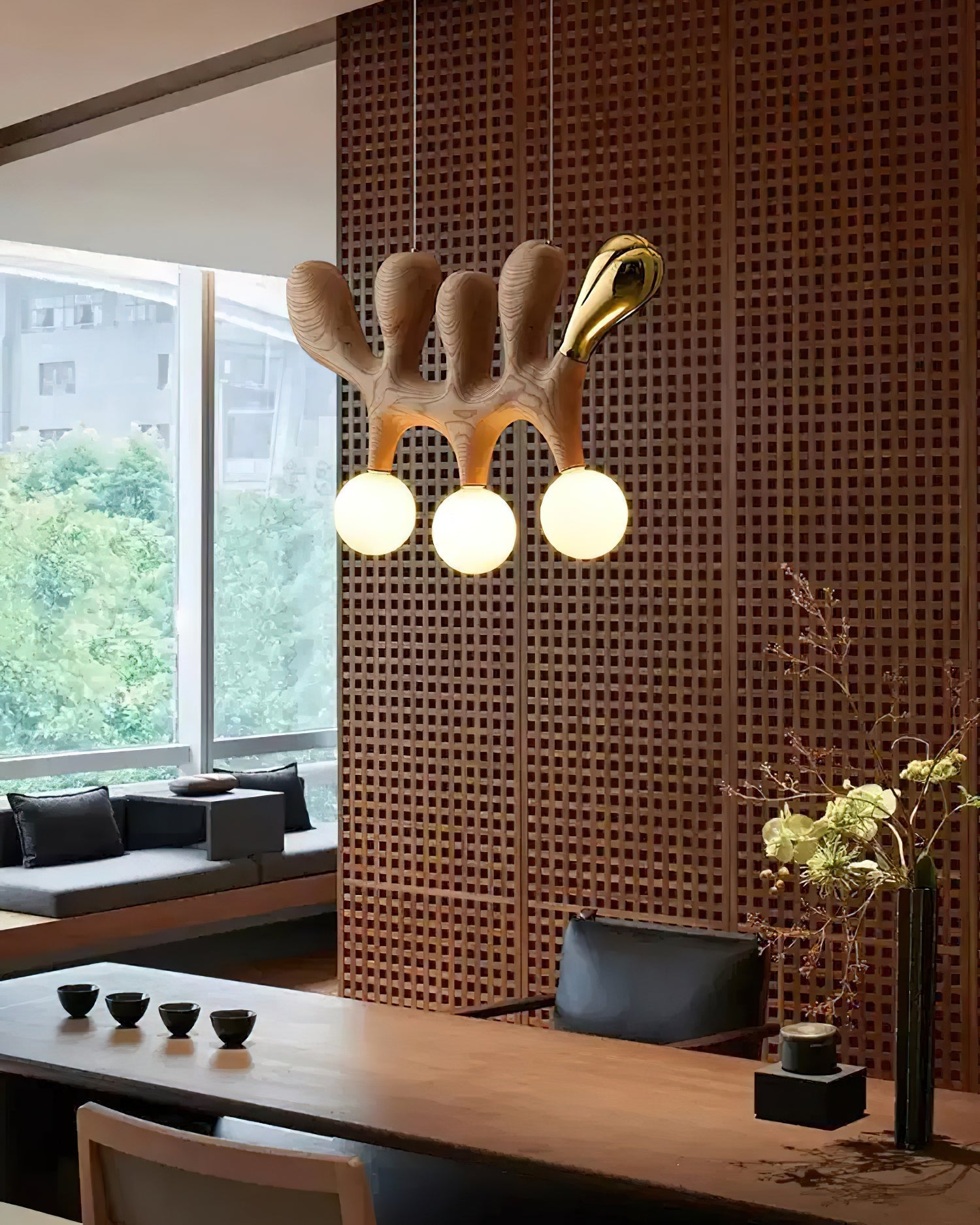 Sprout Contemporary Wood Pendant Lamp-Neutral Decor
