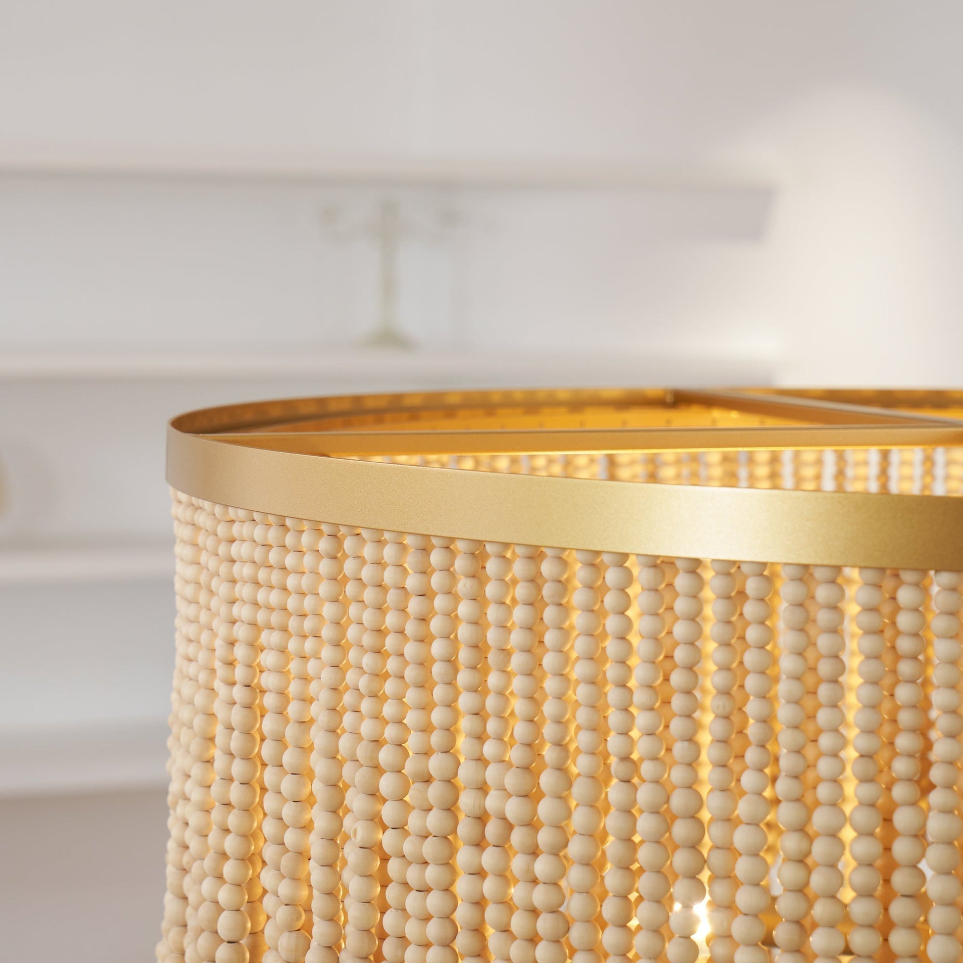 Odette Chandelier Wood and Coconut beads - Neutralighting