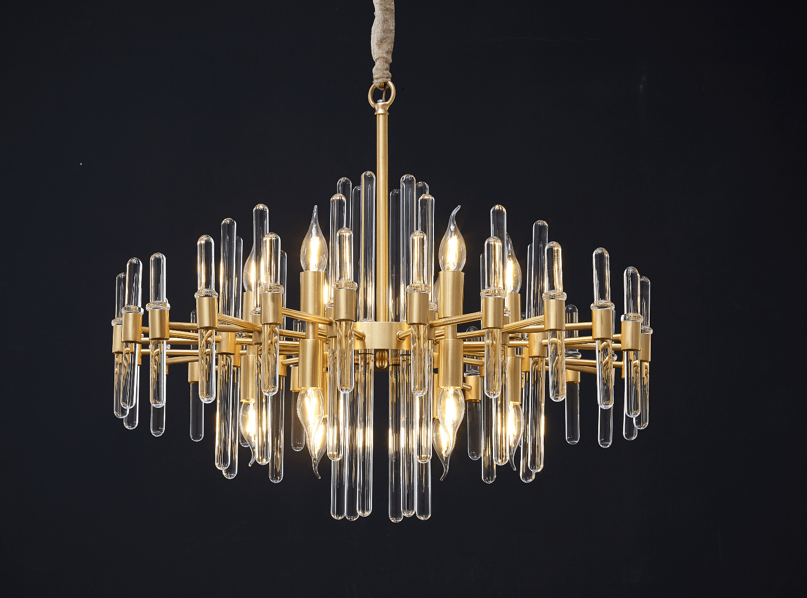 Jorine Chandelier Antique Brass Starburst-Neutral Decor