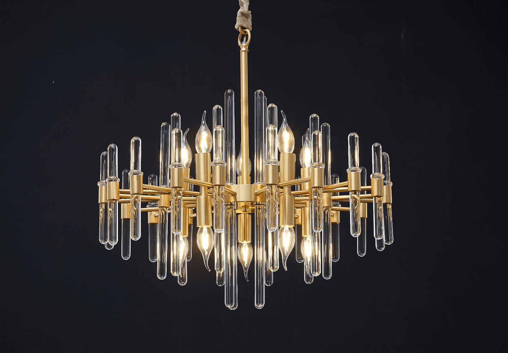 Jorine Chandelier Antique Brass Starburst-Neutral Decor