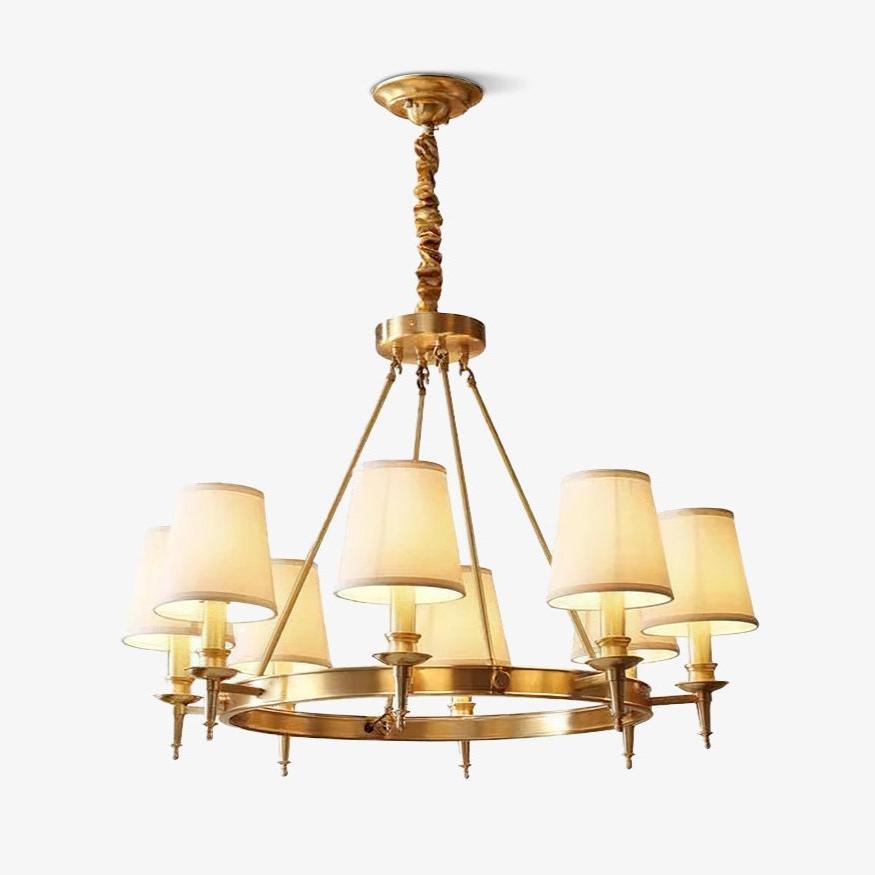 Dyvlen Chandelier Brass Linen Modern 8-Light-Neutral Decor