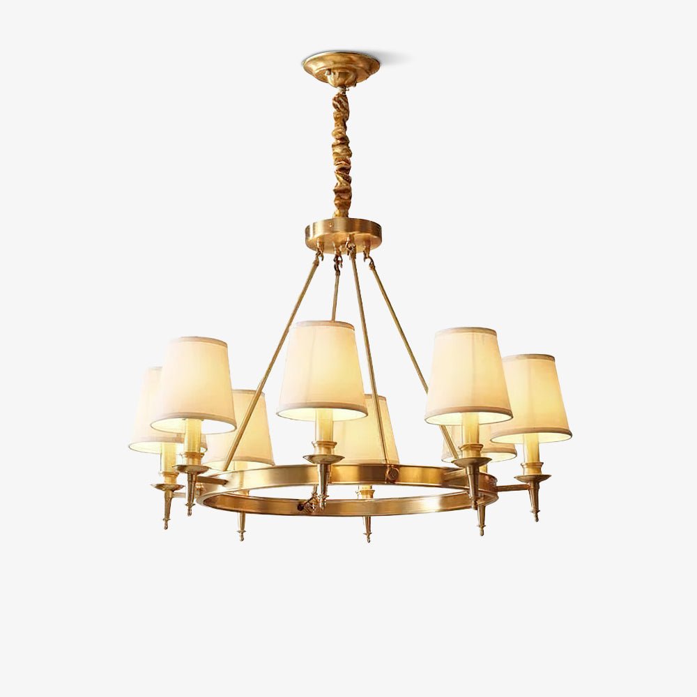 Dyvlen Chandelier Brass Linen Modern 8-Light-Neutral Decor