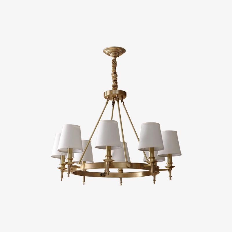 Dyvlen Chandelier Brass Linen Modern 8-Light-Neutral Decor