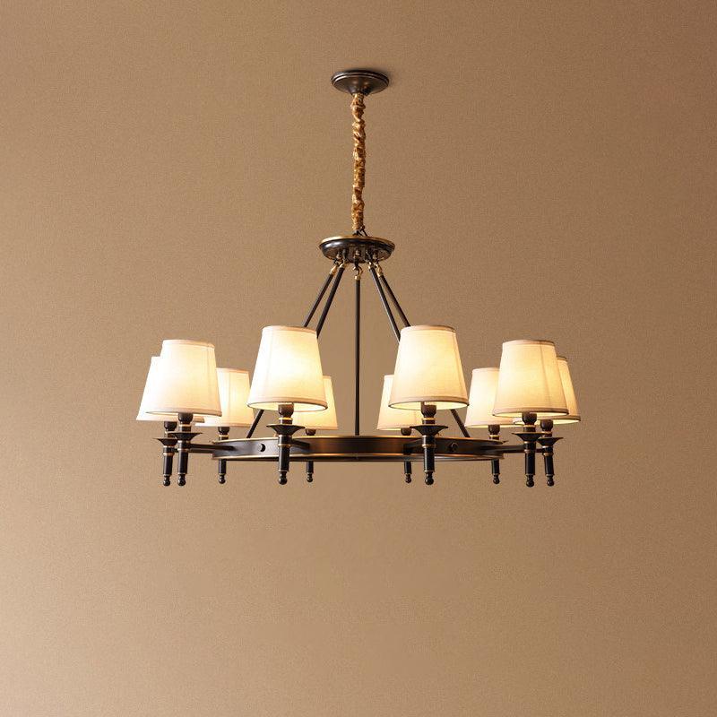 Dyvlen Chandelier Brass Linen Modern 8-Light-Neutral Decor