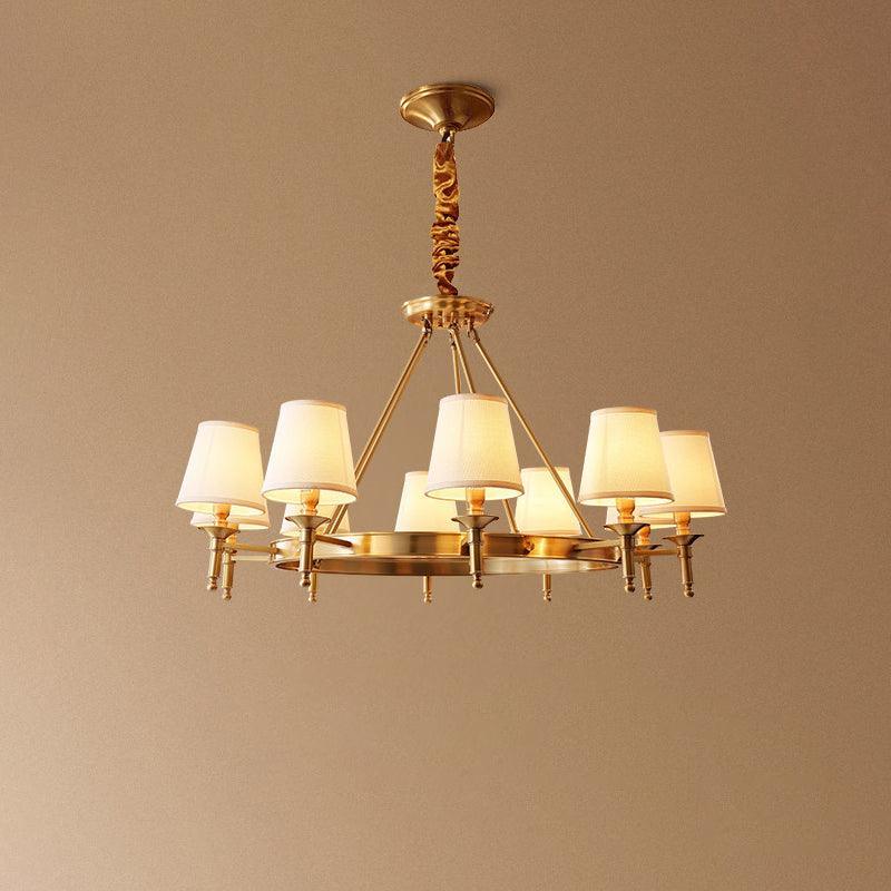 Dyvlen Chandelier Brass Linen Modern 8-Light-Neutral Decor
