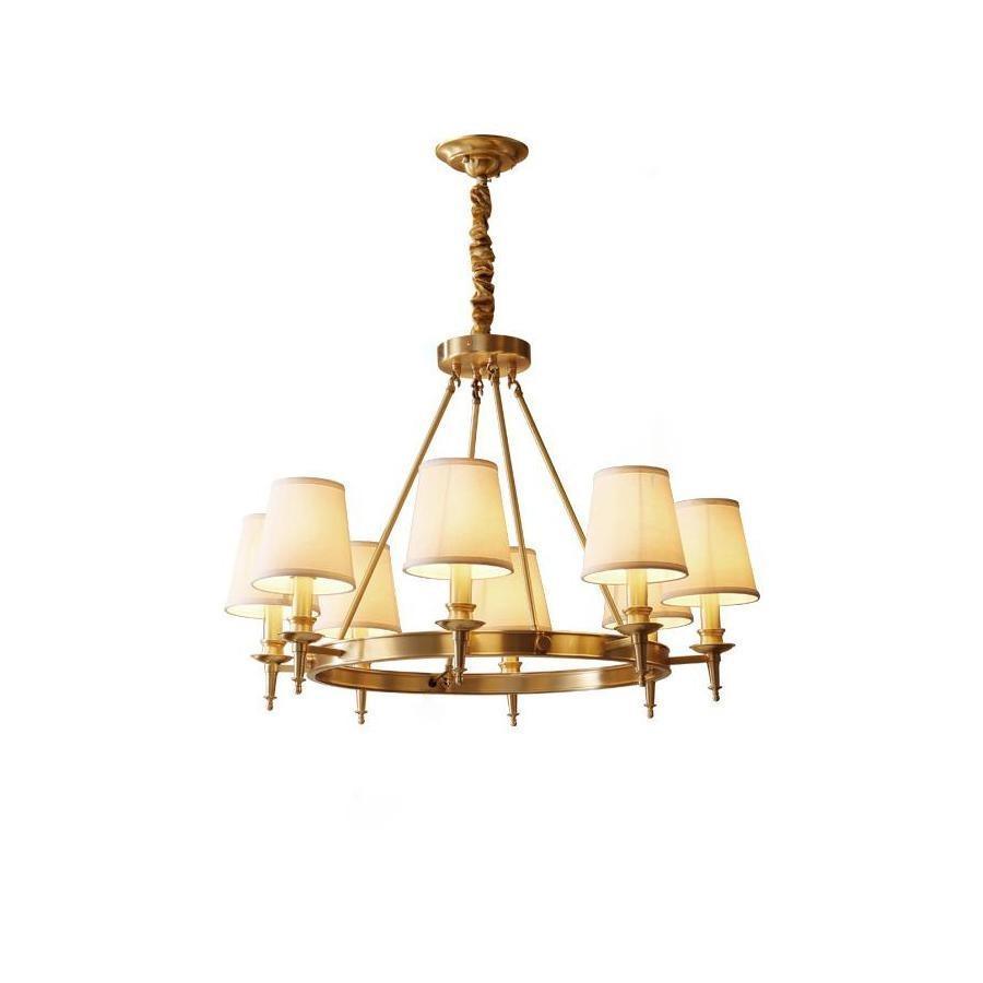 Dyvlen Chandelier Brass Linen Modern 8-Light-Neutral Decor