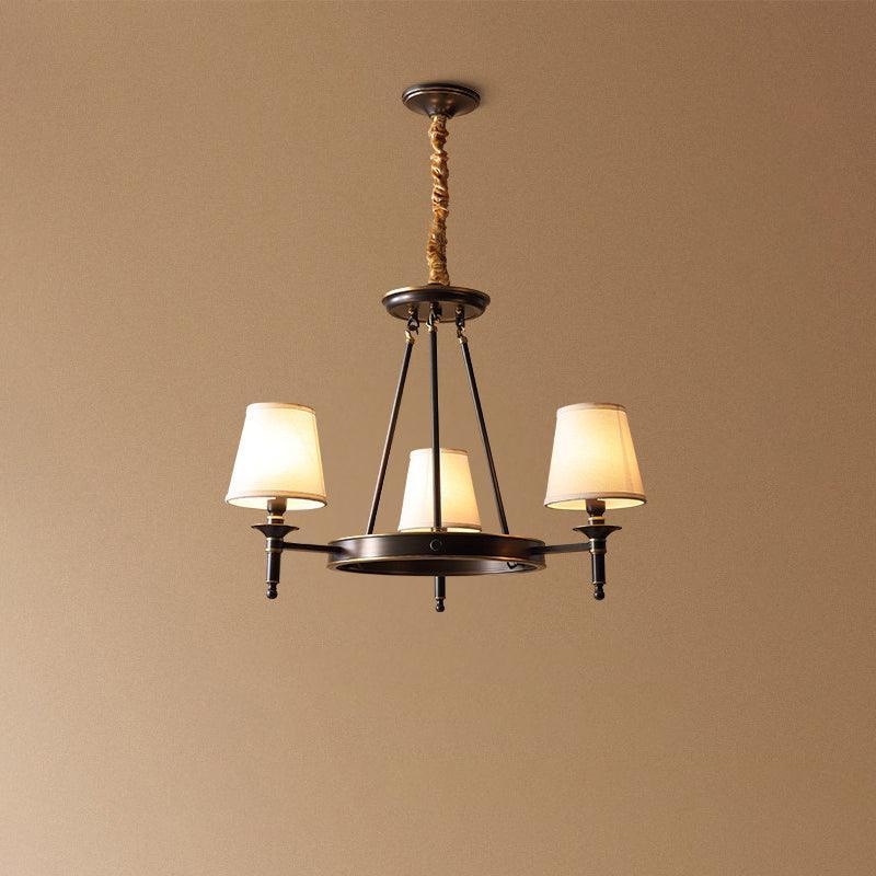 Dyvlen Chandelier Brass Linen Modern 8-Light-Neutral Decor