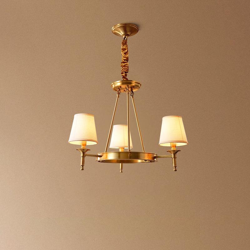 Dyvlen Chandelier Brass Linen Modern 8-Light-Neutral Decor