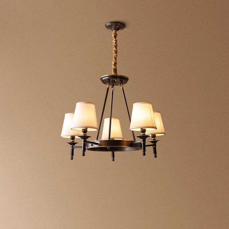 Dyvlen Chandelier Brass Linen Modern 8-Light-Neutral Decor