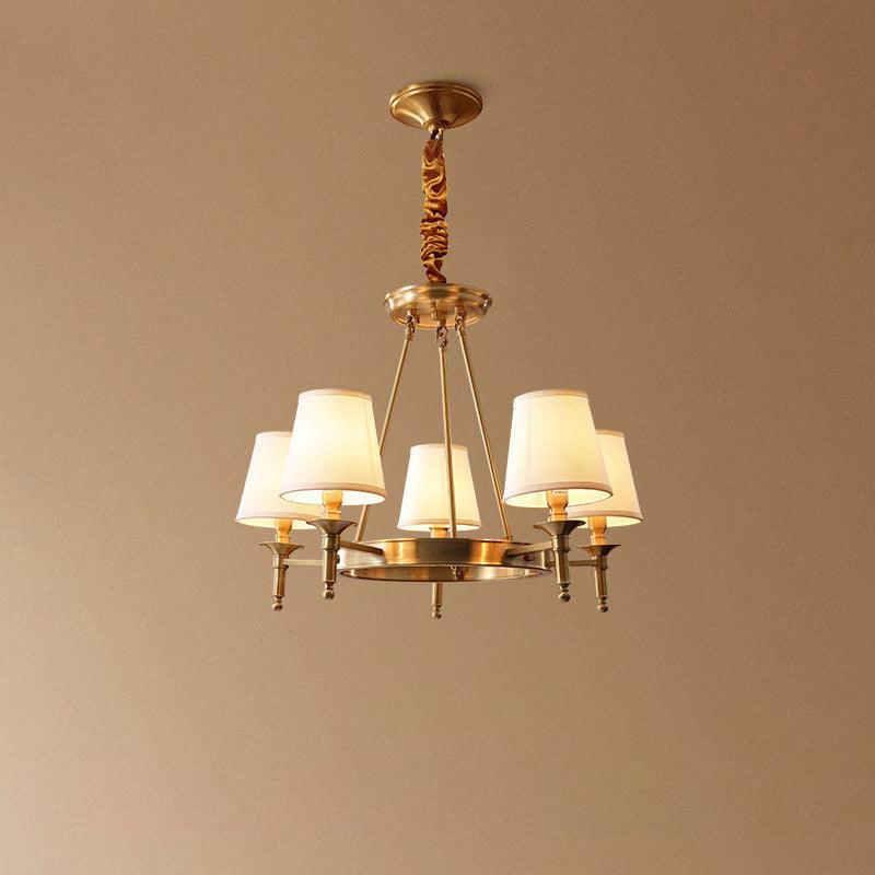 Dyvlen Chandelier Brass Linen Modern 8-Light-Neutral Decor