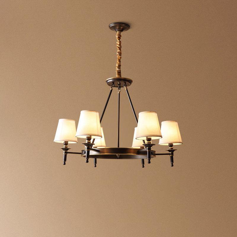 Dyvlen Chandelier Brass Linen Modern 8-Light-Neutral Decor