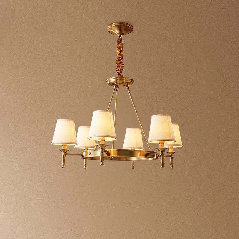 Dyvlen Chandelier Brass Linen Modern 8-Light-Neutral Decor