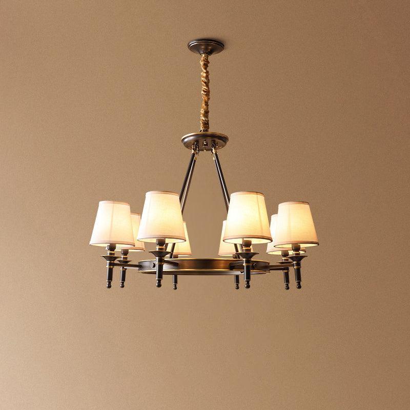 Dyvlen Chandelier Brass Linen Modern 8-Light-Neutral Decor