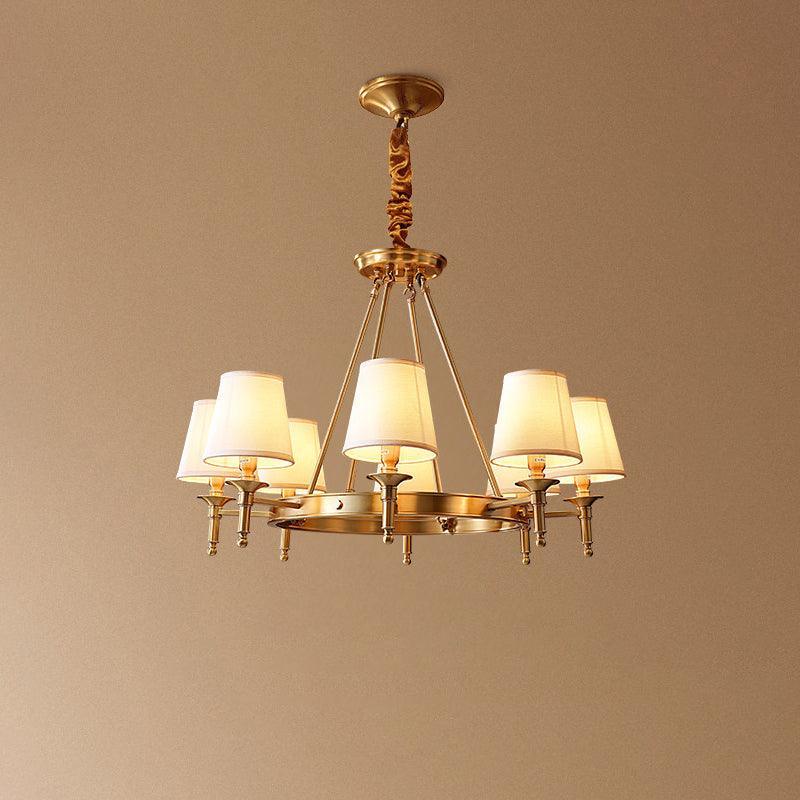 Dyvlen Chandelier Brass Linen Modern 8-Light-Neutral Decor