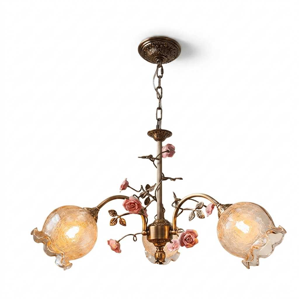 Antique Brass Rose Chandelier-Neutral Decor
