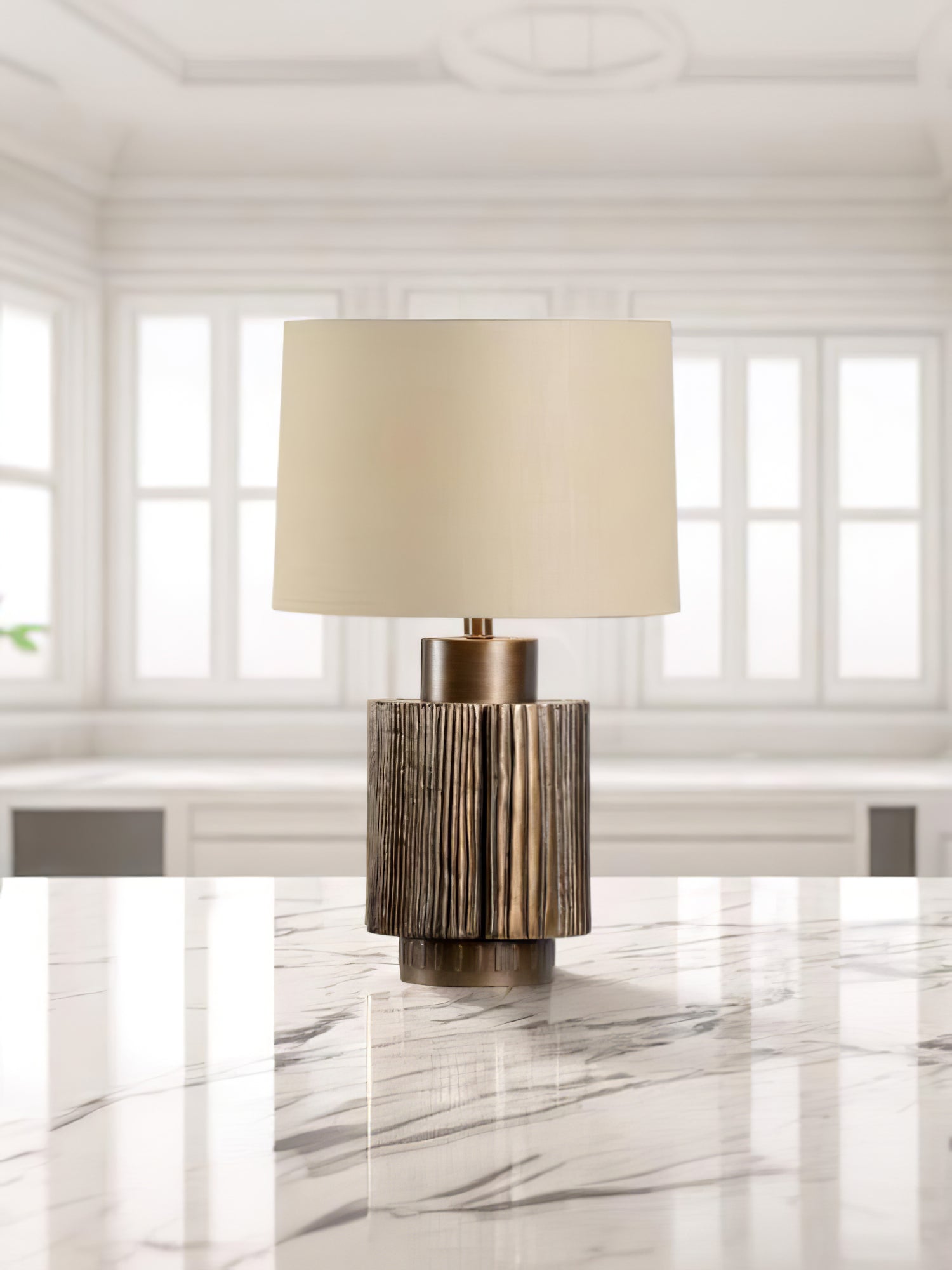 Lumeo Fabric Luxury Table Lamp-Neutral Decor
