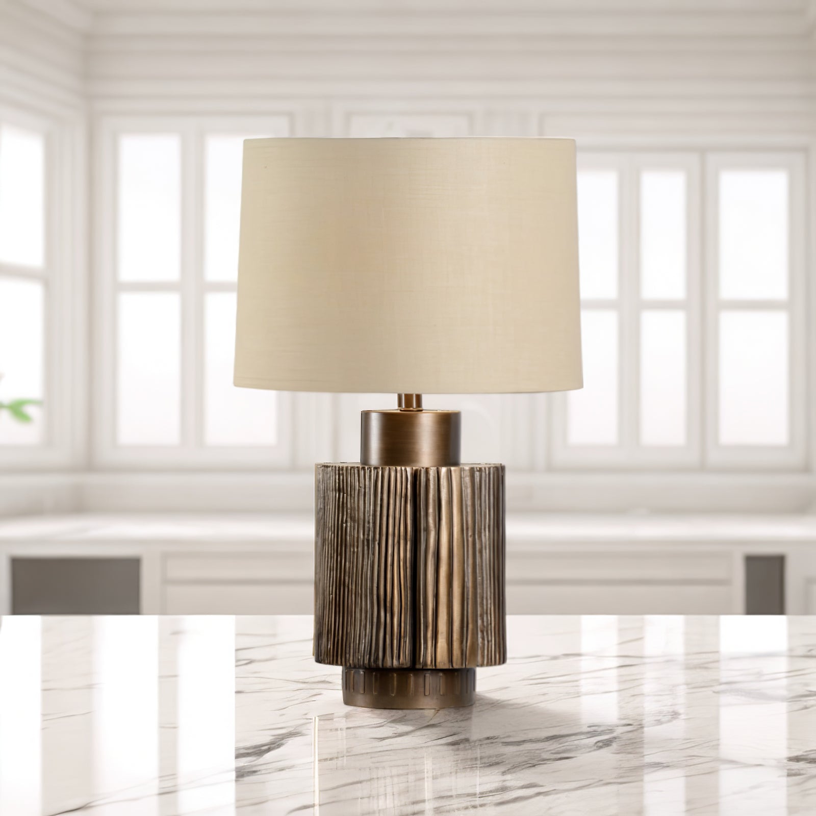 Lumeo Fabric Luxury Table Lamp-Neutral Decor