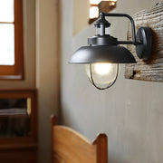 Famou Nautical Cage Seeded Glass Outdoor Wall Light