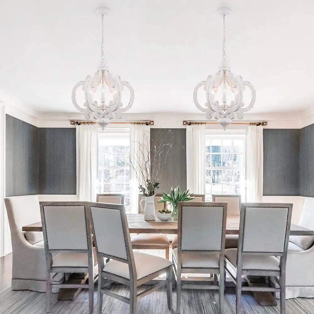 Romino Chandelier Scroll Wood Whitewashed Rustic-Neutral Decor