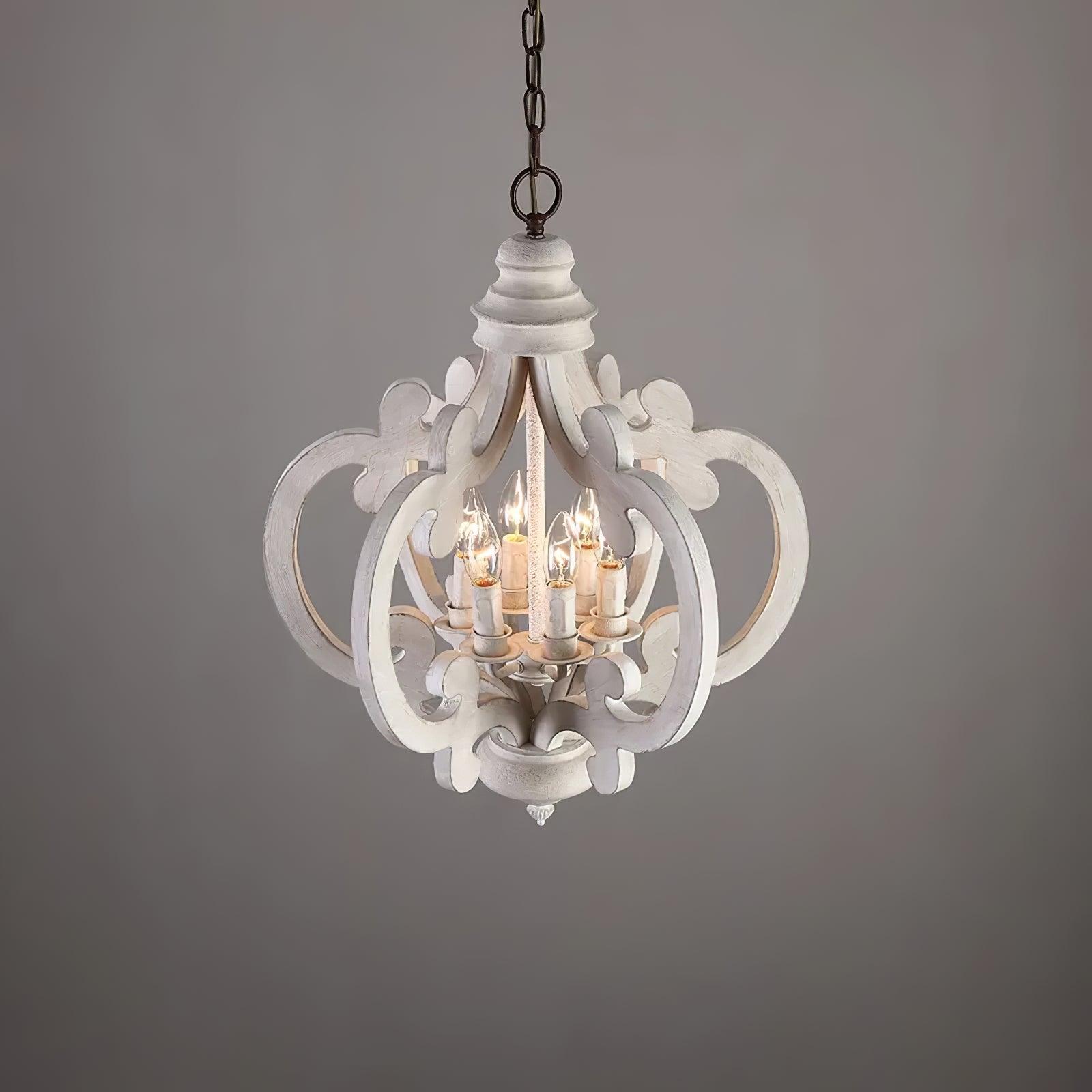 Romino Chandelier Scroll Wood Whitewashed Rustic-Neutral Decor